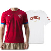 Set Puma Serbia home jersey for EURO 2024 in Germany and Puma tshirt